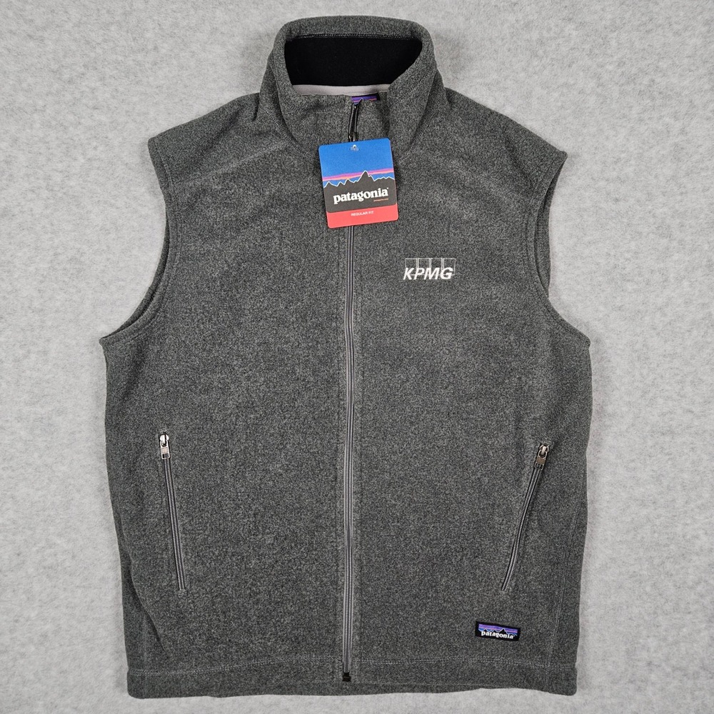 Patagonia (Men's Large) Synchilla Vest Gray Full Fit Sleeveless KPMG Logo New